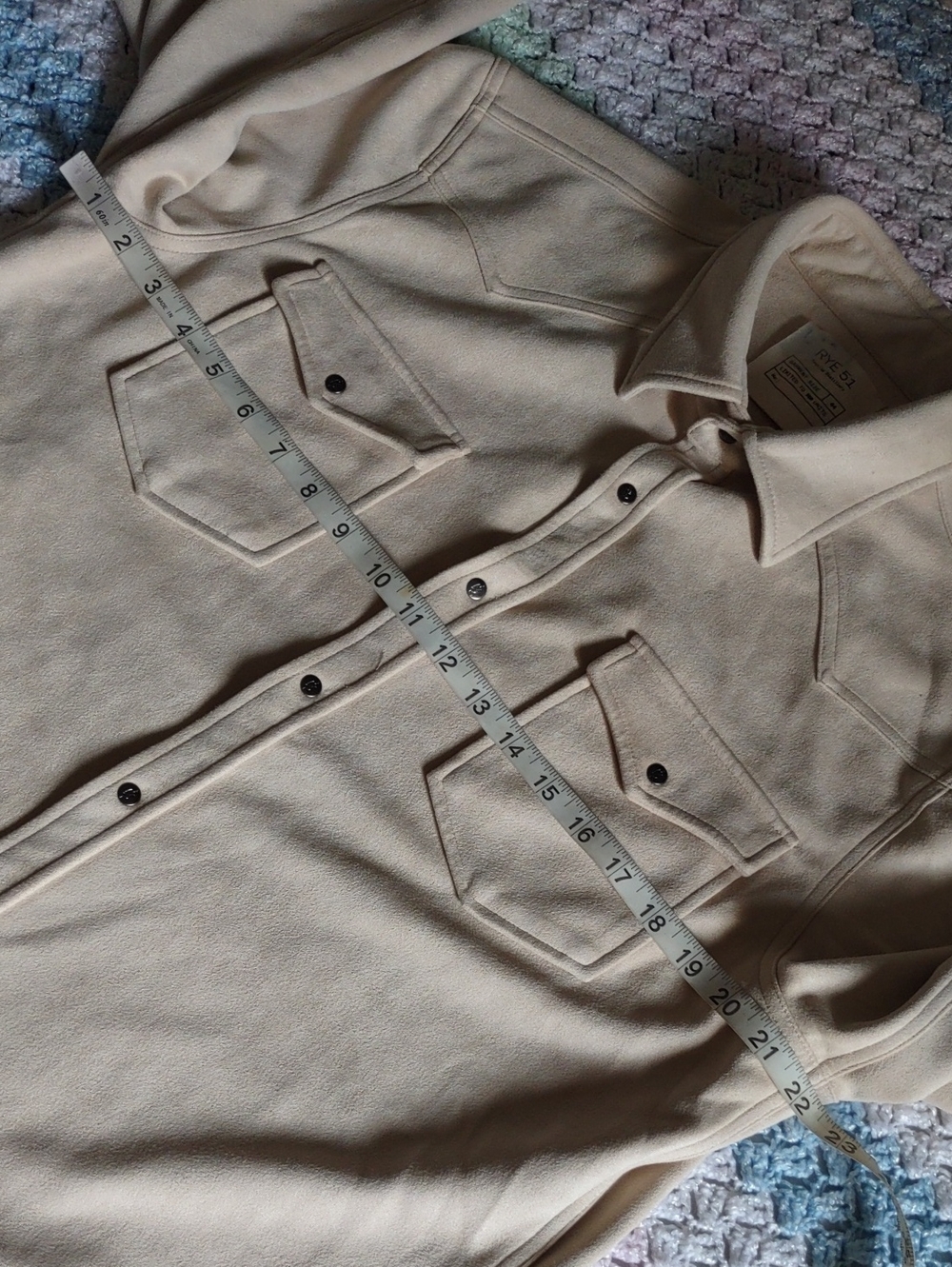 Rye 51 Size Large Faux Suede Cream Western Shirt - Picture 8 of 14